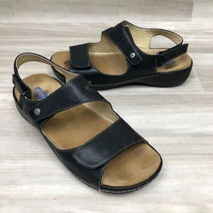 Women's EU 40 Size US 9 WOLKY Black Slingback Sandals Leather Strappy Comfort - Picture 1 of 10