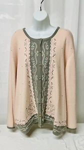 Maglione Napa Valley abbottonato 1 XL più floreale rosa massiccio grigio - Foto 1 di 8