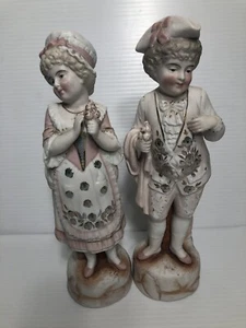 Lot Of 2 Antique Probably 1900s German Porcelain Figurines Pair - Bild 1 von 12