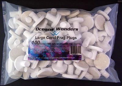 OCEANS WONDERS 100 LARGE CURED REEF PLUGS FOR LIVE CORAL FRAG PROPAGATION for sps lps zoo zoa