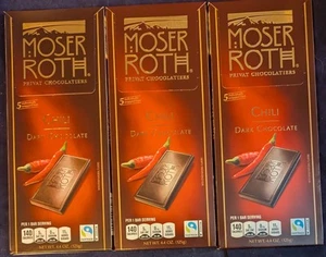 12 MOSER ROTH PREMIUM CHILI DARK CHOCOLATE 5 BAR 4.4-oz PACKS - Picture 1 of 4