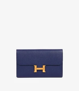 Hermès Blue Epsom Leather Constance To Go Slim Wallet - Picture 1 of 7