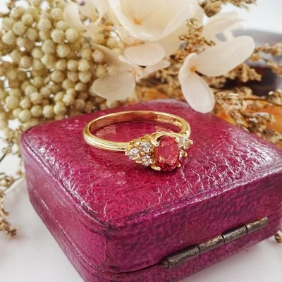 9 карат золото розовый турмалин и белый топаз кластер кольцо, Великобритании размер N - Изображение 1 из 4