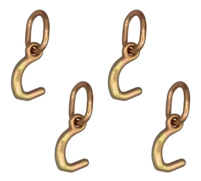 MYTEE PRODUCTS 4 Pack G70 Forged Datsun Mini J Hook with Link for Car Hauling 3666 lbs WLL