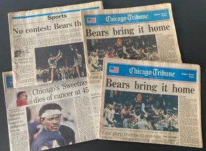 Lote x3 de periódicos tributo Chicago Bears Chicago - 1986 Bears Champions & Payton - Imagen 1 de 2