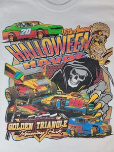Halloween Havoc Racing T Shirt Mens Sz Xl Short Sleeve Texas Skull Race Cars - Picture 1 of 7