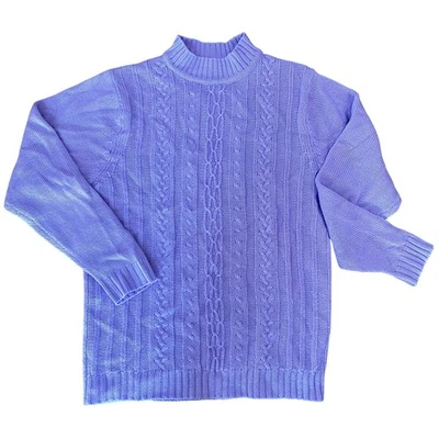 Vintage Haband Women's Lavender Cable Knit Fisherman Mockneck Sweater S - Image 1 of 4