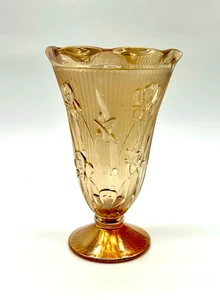 Vaso vintage Jeanette Iris e spina di pesce 9" calendula vetro carnevale - Foto 1 di 6