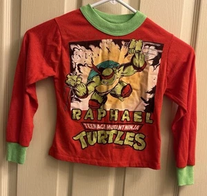VTG 1993 Teenage Mutant Ninja Turtles Boys 6 Red Long-Sleeve Raphael Shirt - Picture 1 of 5