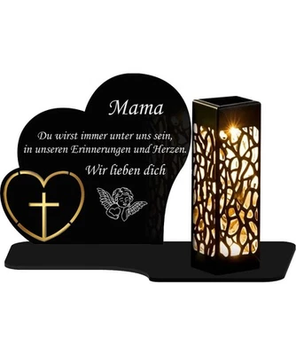 Solar Grablicht mit goldenem Herz – eigene Gravur - Bild 1 von 4