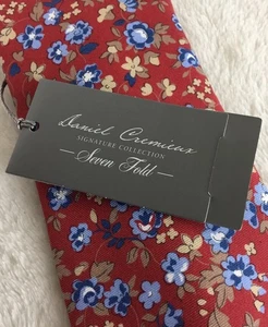 Daniel Cremieux Limited Edition Seven Fold Silk Tie Red Floral 58”x3.5” $125 - Picture 1 of 9