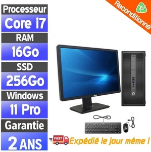 ☑️⭐☑️HP EliteDesk 800 G2 TWR - Intel Core i7-6700 - SSD 256Go - Ram 16Go - 22"☑️ - Photo 1/10