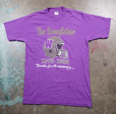 Vintage 90s 1993 UW Huskies The Dawgfather Shirt Large Single Stitch Washington - Image 1 of 4