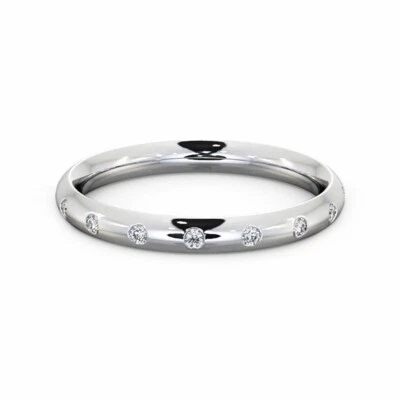 Flush Set Moissanite Eternity Wedding Band Stackable Ring in 925 Sterling Silver - Image 1 of 3