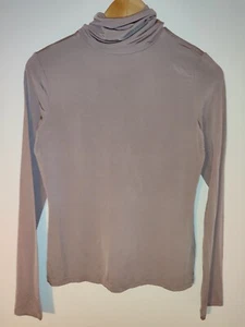 H&M Stretchy Rollneck Turtleneck Neutral Nude Mink Taupe Pink S 8 New - Picture 1 of 4
