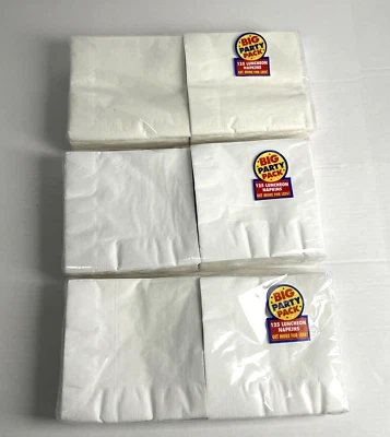 Lote de 3 Servilletas Big Party Pack Blanco Escarchado | Pack de 125 Foto 1 de 2