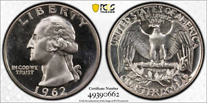 1962 Proof Silver Washington Quarter PCGS Gold Shield PR67
