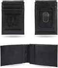 Portefeuille en cuir noir premium Badgers de l'Université du Wisconsin, poche avant...