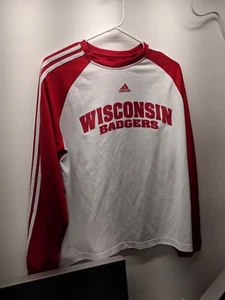 Adidas Wisconsin Badgers Basketball Warm Up Long Sleeve Pull Over Mens Small - Picture 1 of 4