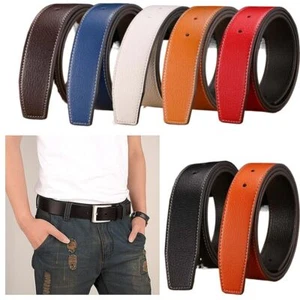 Decorative Trousers Genuine Leather Leather Belt Strap Waistband No Buckle Belt - Picture 1 of 19