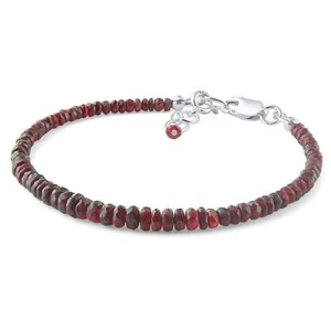 Natural Ruby 1.5mm Bead Gemstone Bracelet 925 Sterling Silver Clasp 7.5" - Picture 1 of 8
