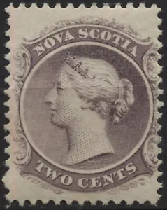 Canada Nuova Scozia 1860 #9 2c lilla Nuova Scozia Regina Vittoria MH - Foto 1 di 2