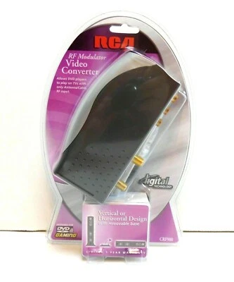 RCA CRF900 RF MODULATOR VIDEO CONVERTER VCR DVD RCA OR VIDEO GAME TO F COAX NEW - Image 1 of 2