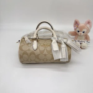 Bolso Bandolera COACH LACEY Asa Superior Firma Lona Tiza Caqui Borla CK689 - Imagen 1 de 11