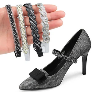 4*Shoe Straps for Heels 4 Styles Women Fixed Tie Belt String Elastic Anti-Loose - Picture 1 of 16