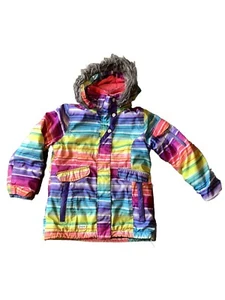 Jupa Girls Youth Jacket Size 7 Snow Winter Multicolor Striped Coat VGUC Ski - Picture 1 of 19