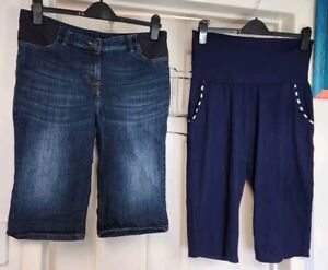 Womens Maternity size 12 & M Summer bundle cropped bottoms & Long denim shorts
