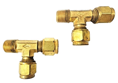 IMPERIAL BRASS MALE RUN TEES 1/4" MNPT TO 1/4" COMPRESSION (LOT OF 2) - Image 1 of 4