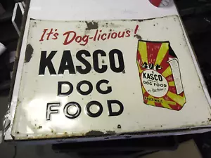 KASCO DOG FOOD SIGN TIN 1950'S EMBOSSED SCIOTO SIGN - KENTON,O. 23-3/4 X 17-3/4 - Picture 1 of 5