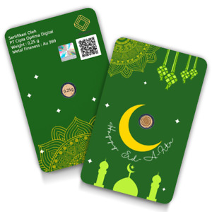 Rundform Goldbarren 0,25 Gramm Gold 999 Fine Gold Eid Mubarak Geschenkkarten