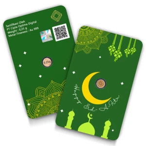 Lingotes de oro redondos 0,25 gramos oro 999 oro fino juramento Mubarak tarjetas de regalo - Imagen 1 de 3