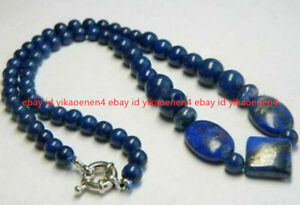 Natürliche blaue ägyptische Lapislazuli Runde Edelstein Quadratische Perlen Halskette 18-36