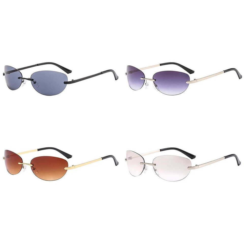 Y2K Rimless Sunglasses Oval Transparent Eyewear  for Women & Men - image 1 of 4