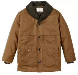 Filson Tin Cloth Insulated Packer Coat 20263400 Dark Tan Waxed Khaki Green Wool - Picture 1 of 12