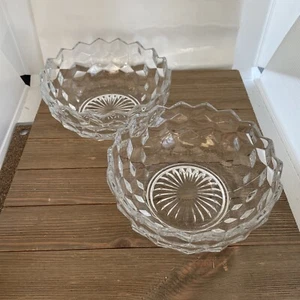 Set Of 2 American Clear by Fostoria 6" Bowl Cubist Pattern 2056 - Picture 1 of 5