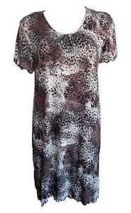 Damen Kleid Kurzarm Leopardenmuster Viskose Sommerkleid Gr. 36 38 40 42 44 46 50 - Picture 1 of 1
