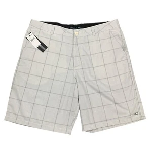 O'neill Flynn Shorts Mens 38 Gray Checkered Viscose Blend Boardwalk Chino New - Picture 1 of 12