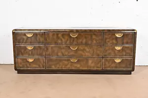 William Doezema for Mastercraft Hollywood Regency Campaign Burl Wood Dresser - Picture 1 of 11