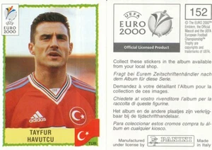 152 TAYFUR HAVUTCU # TÜRKEI TÜRKEI SCHWARZE RÜCKSEITE STICKER PANINI UEFA EURO 2000 - Bild 1 von 1
