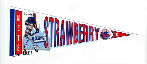 1990 METS Darryl Strawberry 7" pennant decal Salem rare New York Cover