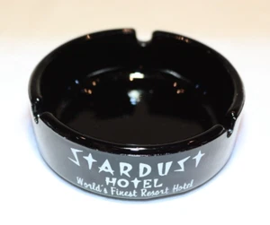 STARDUST HOTEL LAS VEGAS VINTAGE ASHTRAY RARE COLLECTABLE  BLACK GLASS - Picture 1 of 6