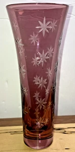 Amethyst Purple Etched Star Burst 6.25" Bella Festiva Flute Glasssware - Picture 1 of 6