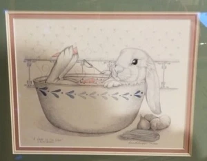 Sue Rupp 1992 limited edition print "A Hare in the Soup" 72/950 matted & framed - Picture 1 of 4
