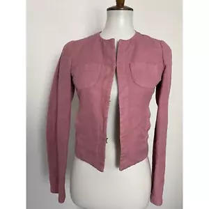 Sisley Jacket Women Sz 40/XS Blazer Single Breast Cotton Linen Pink - Picture 1 of 12