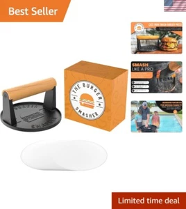 Pre Seasoned Heavy Duty Cast Iron Burger Press - Smash Burger Press Kit, Gril... - Picture 1 of 10
