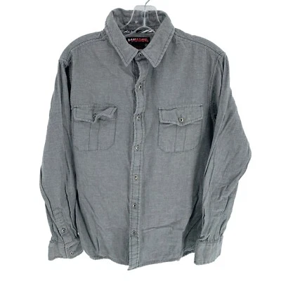 Hawk Shirt Mens Medium Gray Flannel Long Sleeve Button Up Pockets - Image 1 of 4